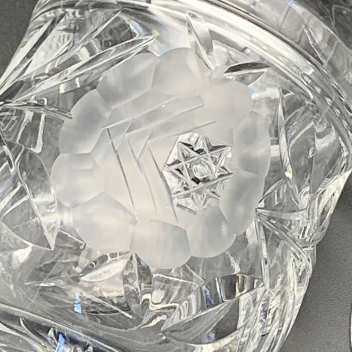 Crystal 1950/60's 'Rose-Cut' Jam or Honey Jar & Lid