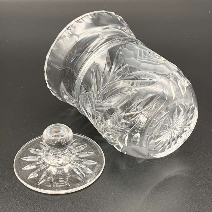 Crystal 1950/60's 'Rose-Cut' Jam or Honey Jar & Lid