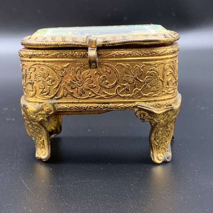 Small French Antique Bevelled Glass Trinket Box (Arc de Triomphe)