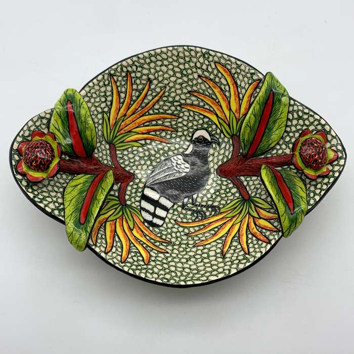 Hand Painted Ardmore Ceramic 'Bird & Floral' Bowl