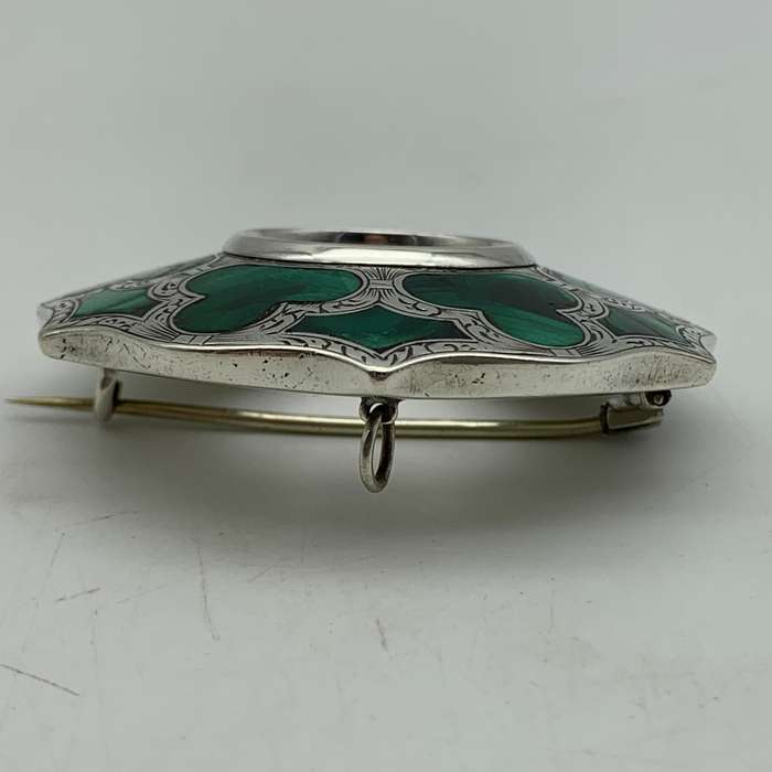 Antique Scottish Silver & Malachite Brooch/Pendant