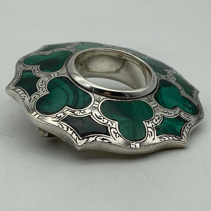 Antique Scottish Silver & Malachite Brooch/Pendant