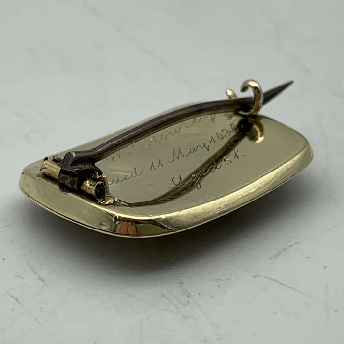 Early Victorian Gold & Enamel 'Memorial' Brooch (Dated - 1838)