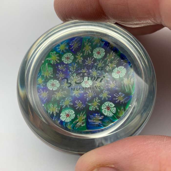 Murano 'Vetreria 3 Fiori' Glass Paperweight (Signed)