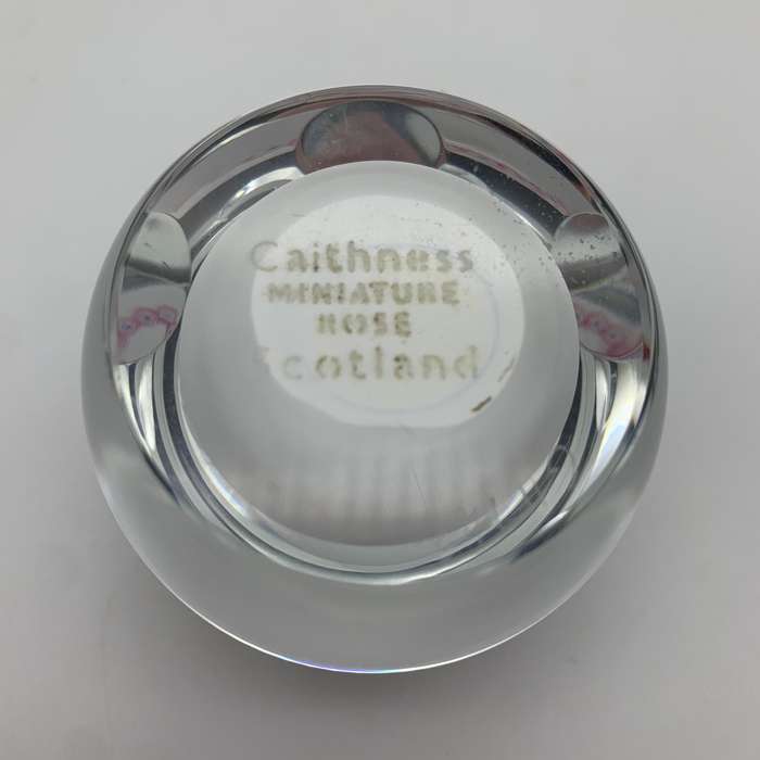 Vintage Caithness 'Miniature Rose' Glass Paperweight