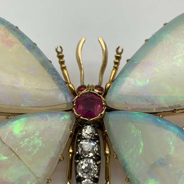 Victorian Gold, Opal, Diamond & Ruby 'Butterfly' Brooch