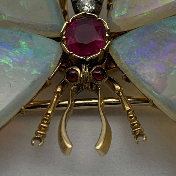 Victorian Gold, Opal, Diamond & Ruby 'Butterfly' Brooch
