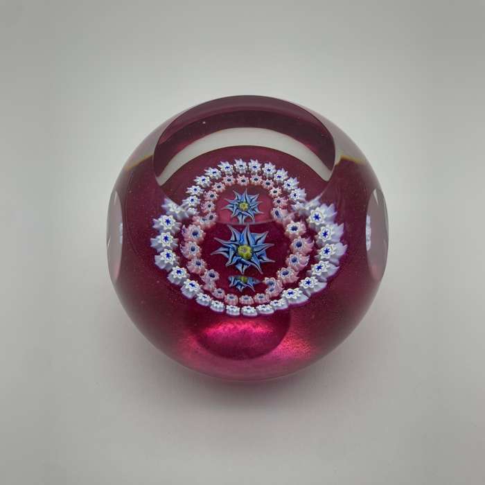 Vintage Caithness 'Miniature Cornflower' Glass Paperweight