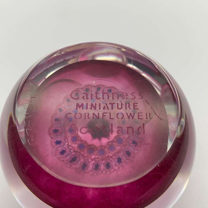 Vintage Caithness 'Miniature Cornflower' Glass Paperweight