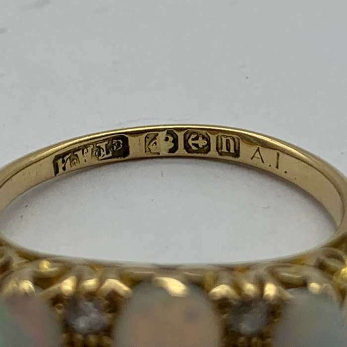 Antique 18ct Gold, Opal & Diamond Ring