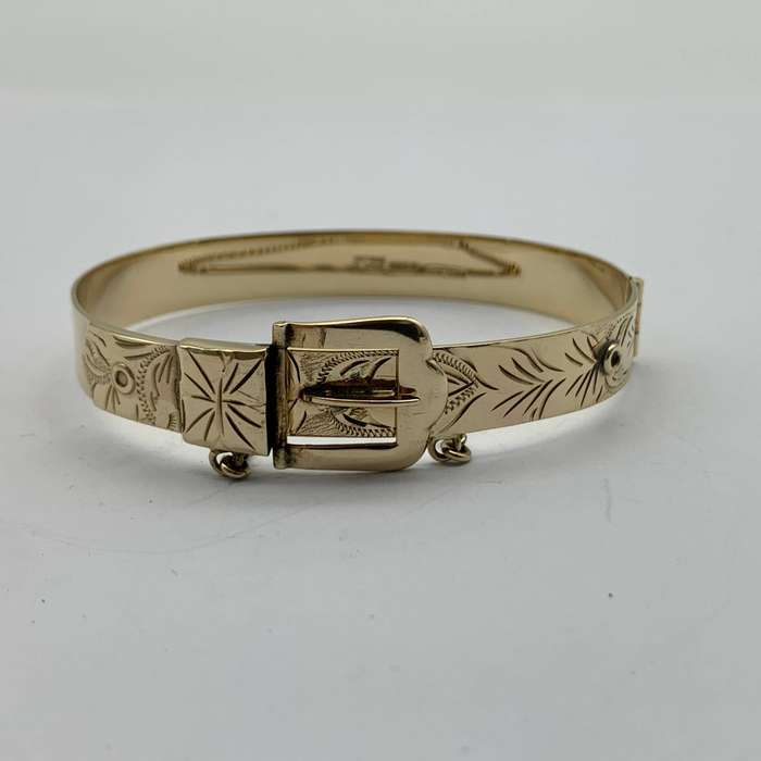 Vintage 9ct Solid Gold 'Belt Buckle' Bangle/Bracelet