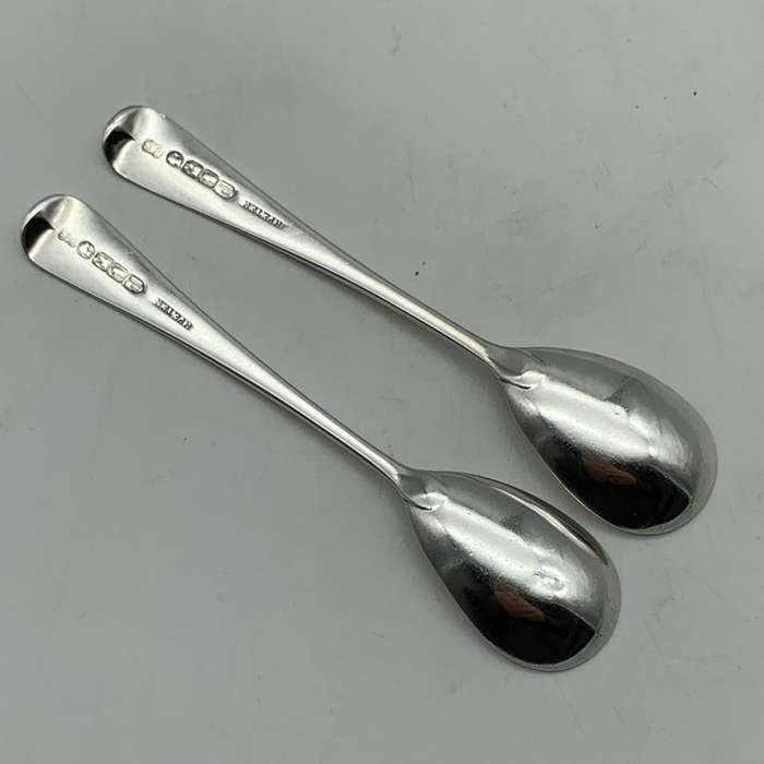 Antique Pair Large Irish Silver Mustard Spoons (1849)