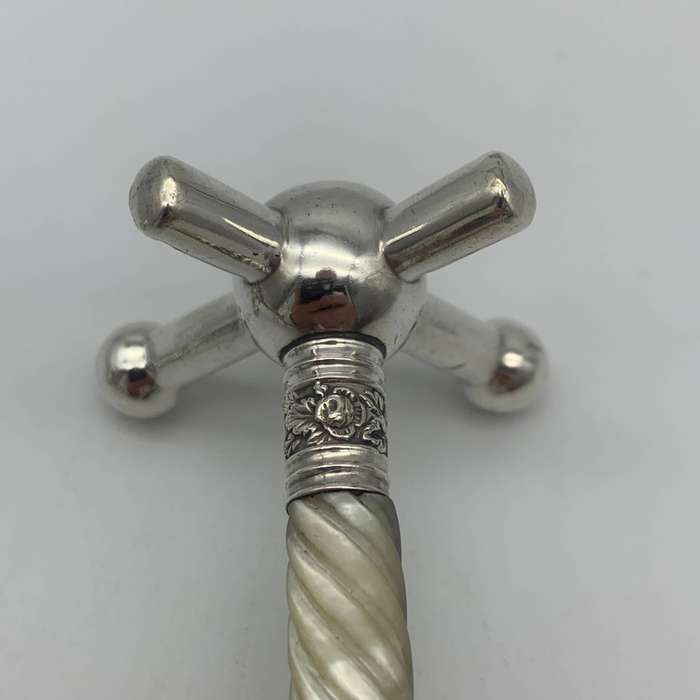 Antique Pair of Silver-Plate & Mother of Pearl Knife Rests