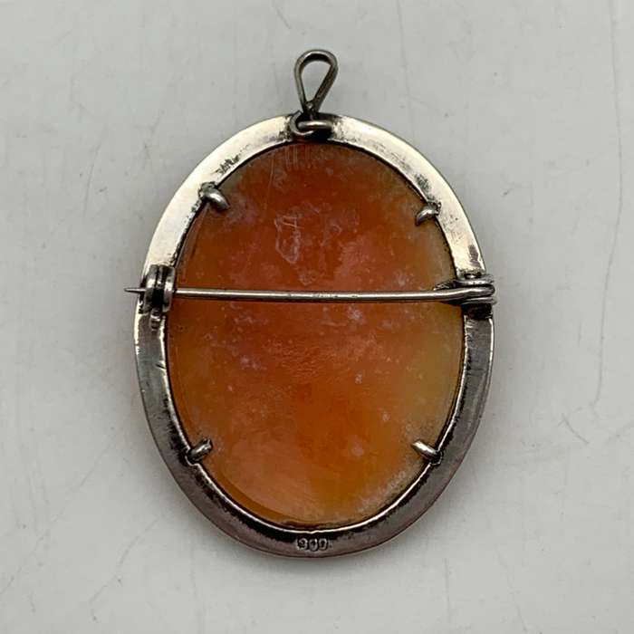 Vintage Silver & Marcasite Cameo Brooch/Pendant