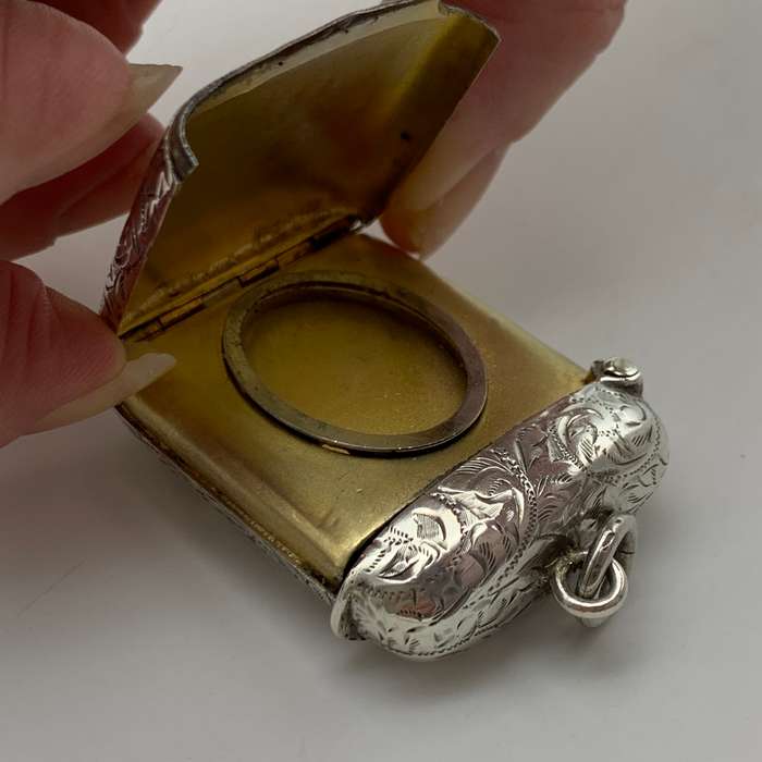 Antique Combined Silver Vesta Case with Hidden Photo Frame