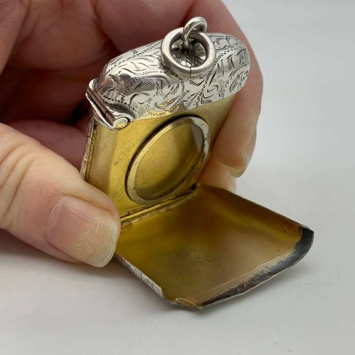 Antique Combined Silver Vesta Case with Hidden Photo Frame