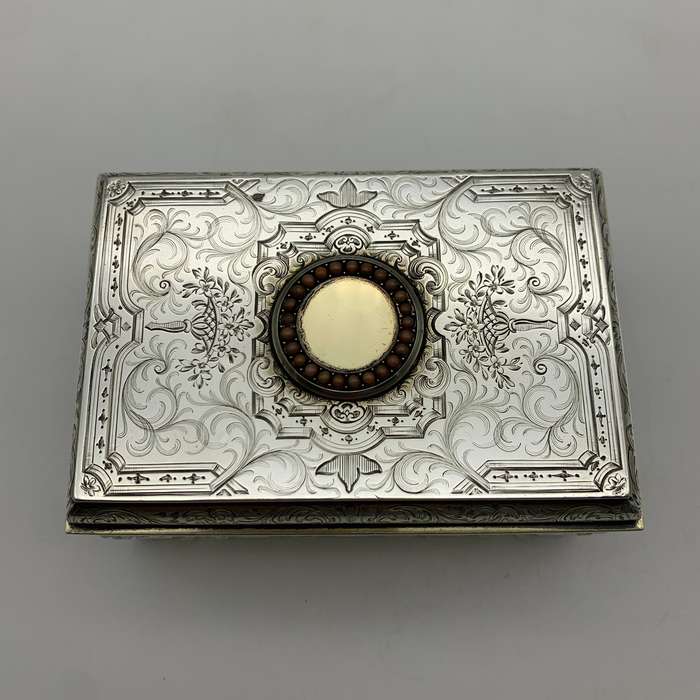 Fabulous Silver Gilt & Coral Crystal Vanity Box (1866)