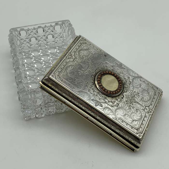 Fabulous Silver Gilt & Coral Crystal Vanity Box (1866)