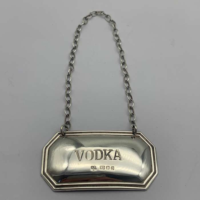 Sterling Silver 'VODKA' Decanter Label