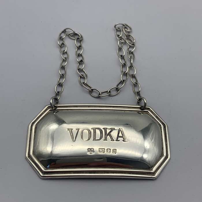 Sterling Silver 'VODKA' Decanter Label