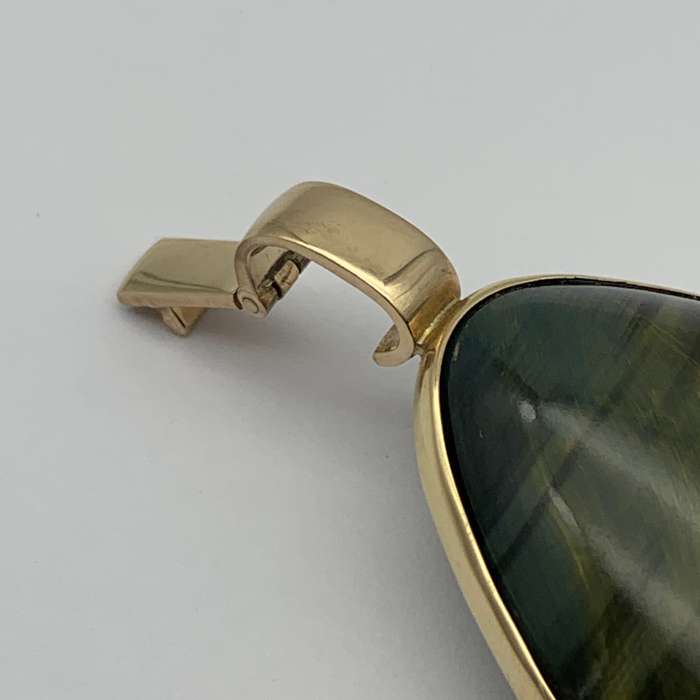 Large Vintage 9ct Gold 'Hawks Eye' Enhancer Pendant