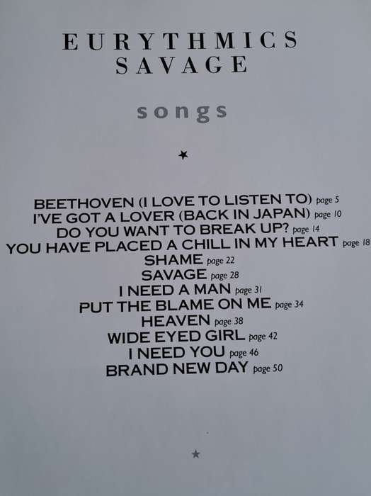 Savage: Songs by  - Eurythmics - 1988