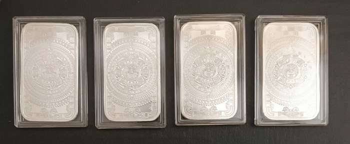 ONE TROY OZ SILVER AZTEC BARS [CAP]