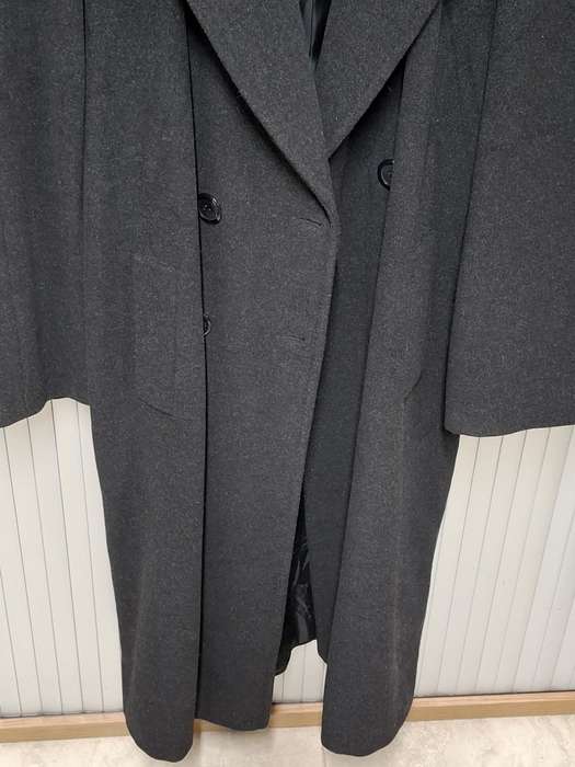 Vintage Black Women's XL Double Breasted Cashmere 3/4 Length Winter Coat - Excellent Condition