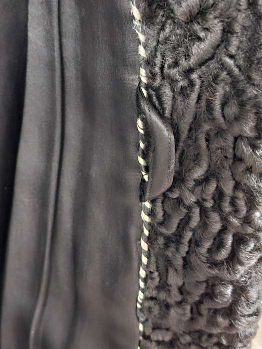 Vintage Black Karakul Pelt Coat with belt - authentic rare find in excellent condition - Size S