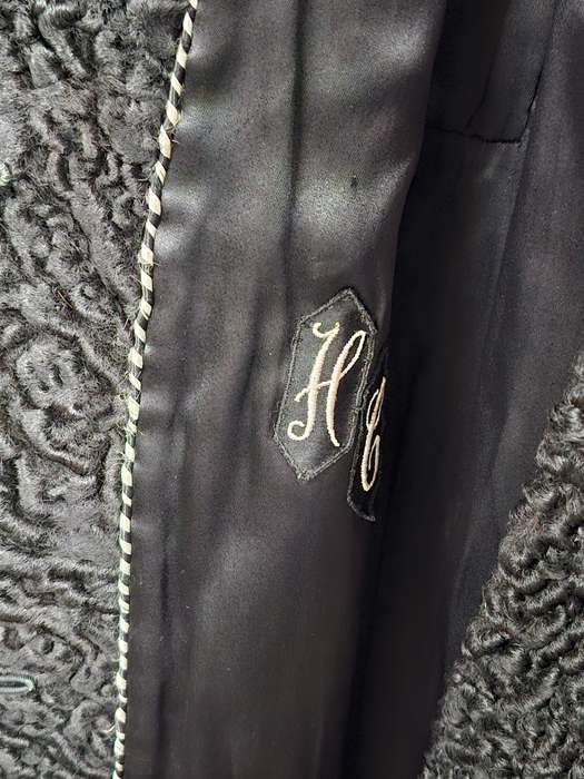 Vintage Black Karakul Pelt Coat with belt - authentic rare find in excellent condition - Size S