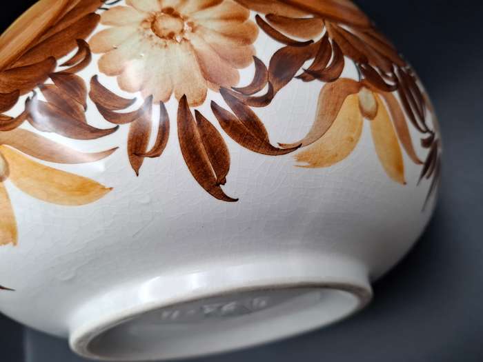 Mid Century ZF Kolo Retro Hand Painted Floral Vase - warm Autumn colours - Large 33cm high