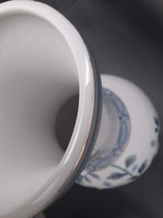 Vintage White Oriental Baluster Vase with Blue Flowers and Gilding - superb condition - 36cm high