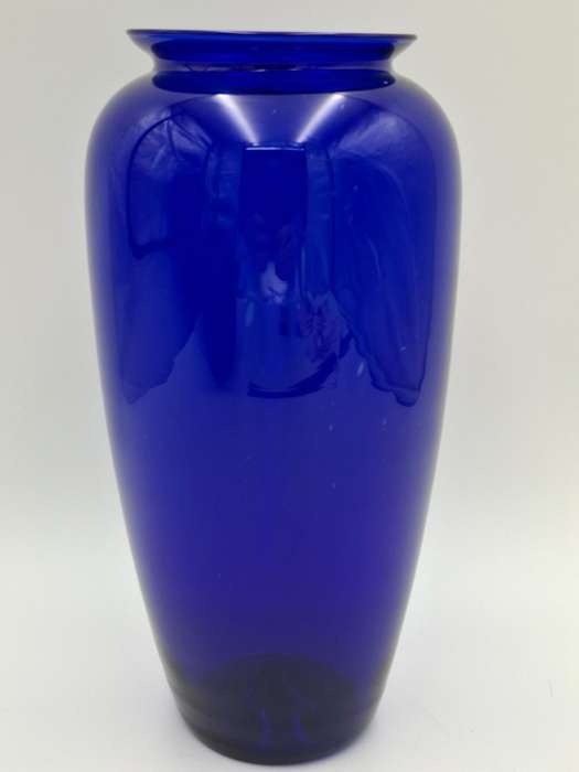 Cobalt Blue Glass Urn Vase - Vibrant Colour - 28cm H