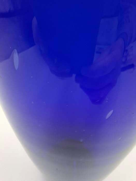 Cobalt Blue Glass Urn Vase - Vibrant Colour - 28cm H