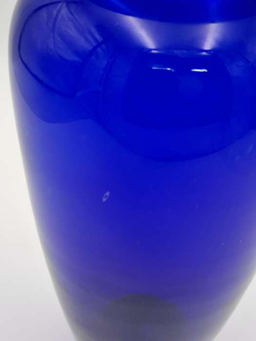 Cobalt Blue Glass Urn Vase - Vibrant Colour - 28cm H