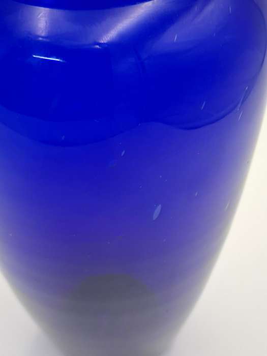 Cobalt Blue Glass Urn Vase - Vibrant Colour - 28cm H