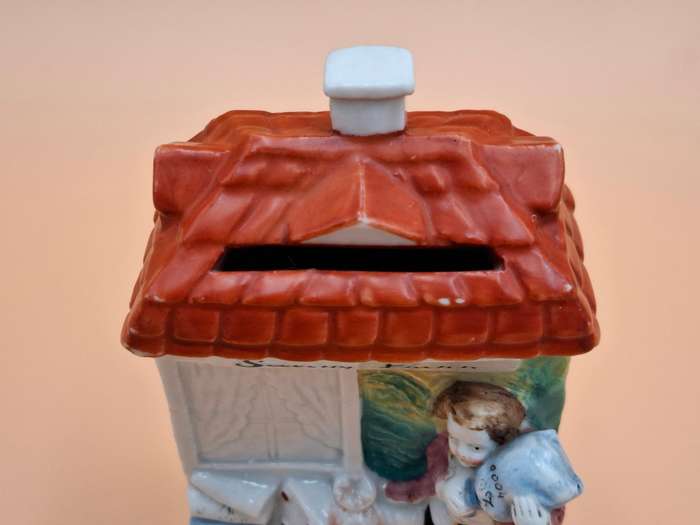 Vintage Ceramic Miniature Building - Savings Bank - Collectable
