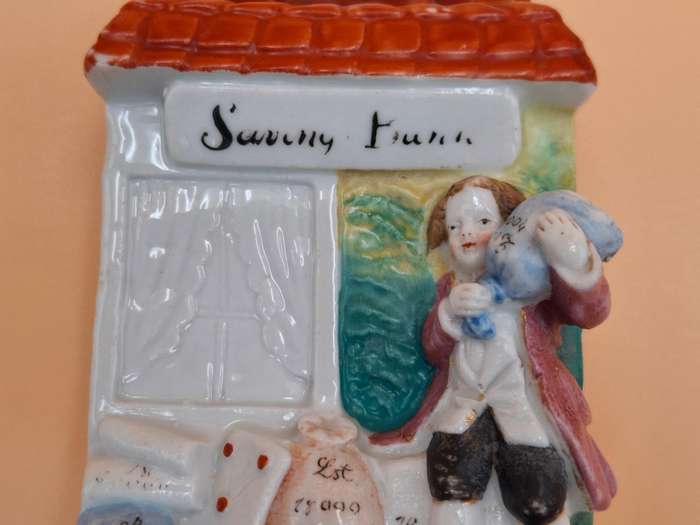 Vintage Ceramic Miniature Building - Savings Bank - Collectable