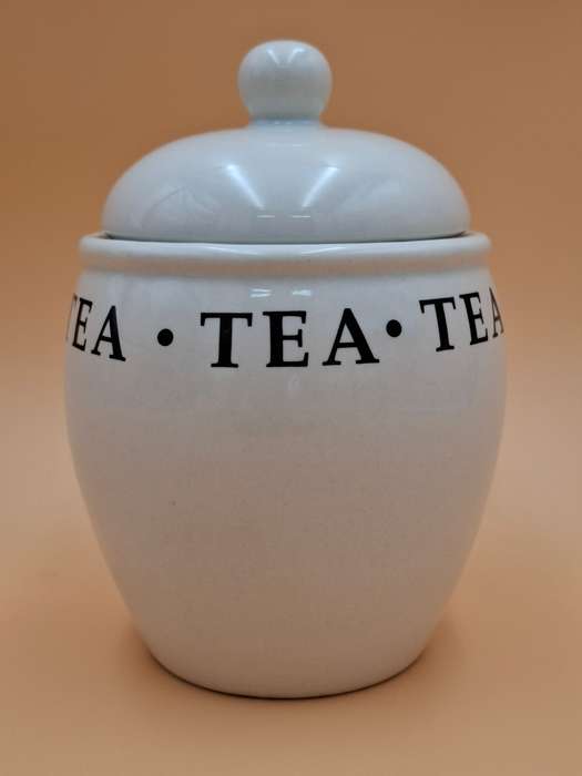 Vintage Porcelain Tea Caddy Storage Jar - White with lid in excellent condition