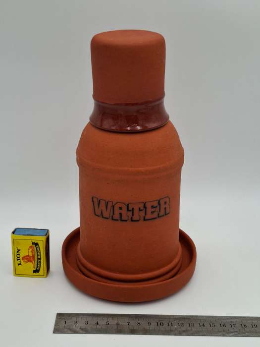 Terracotta Water Jug with Cup & Drip Tray - A Rustic match
