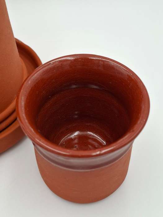 Terracotta Water Jug with Cup & Drip Tray - A Rustic match