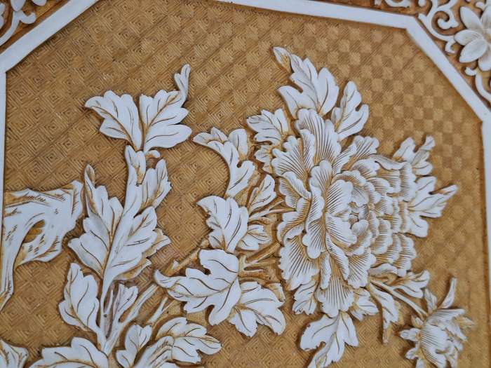Vintage Ivory Cinnabar Carved Rectangular Tray - Unique & Rare