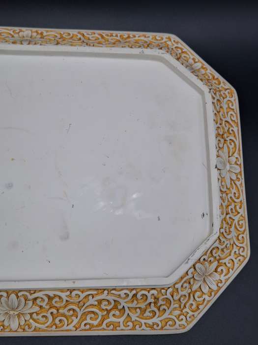 Vintage Ivory Cinnabar Carved Rectangular Tray - Unique & Rare