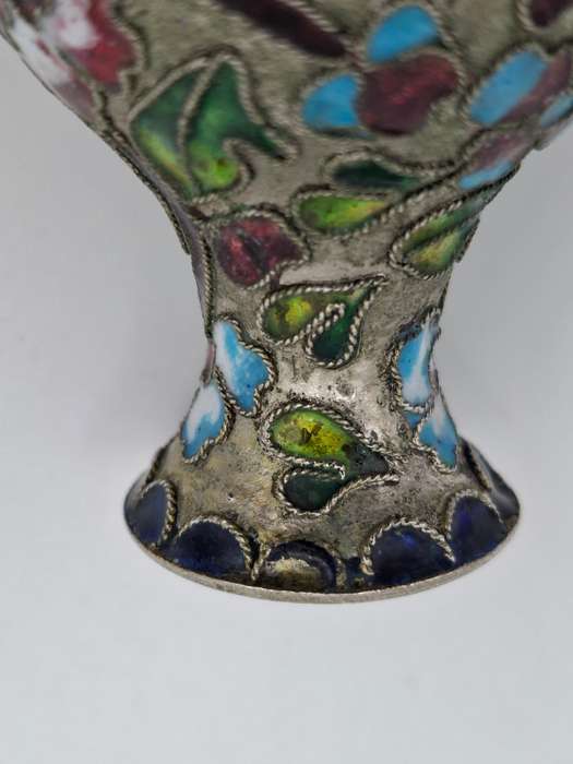 Vintage Cloisonné Bulb shaped Miniature Vase - beautiful colours