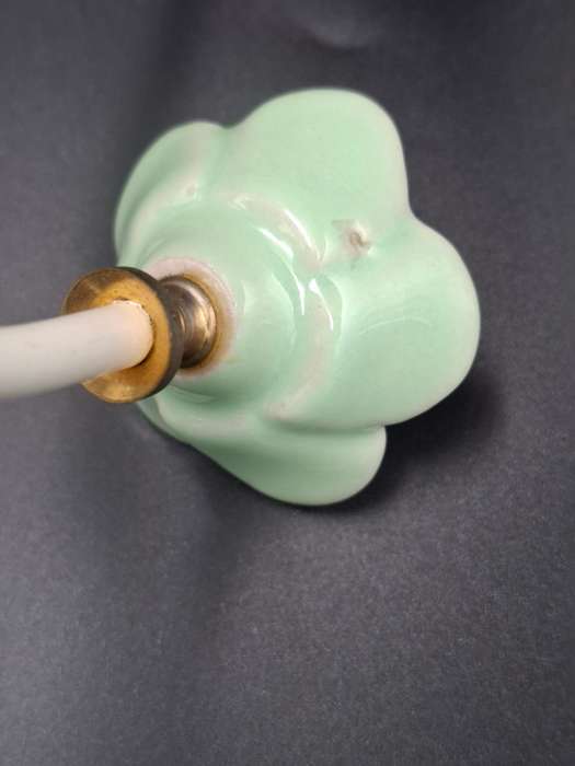 Vintage Sea Green Ceramic Rose and White Steel Coat/Hat Hook - Shabby Chic style
