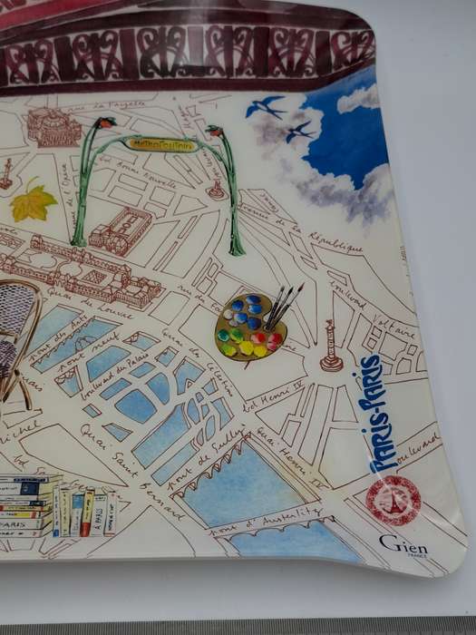 Large Gien Paris Acrylic Serving Tray - depicting Paris Scenes (47cm x 36cm)