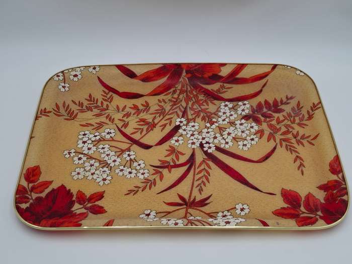 Vintage Melamine Serving Trays - Floral & Botanical Design - Small 35.5 L and Large 41cm L