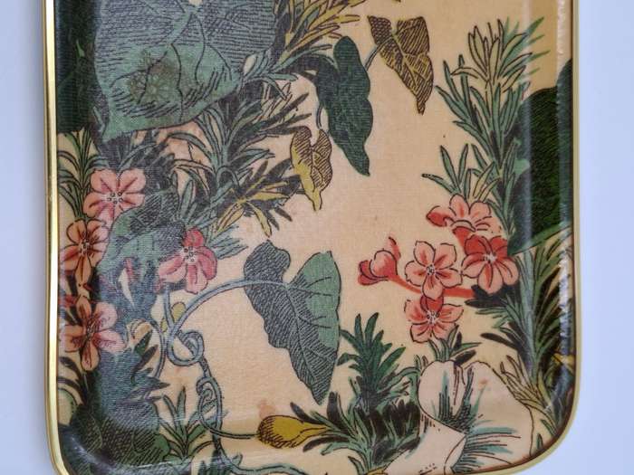 Vintage Melamine Serving Trays - Floral & Botanical Design - Small 35.5 L and Large 41cm L
