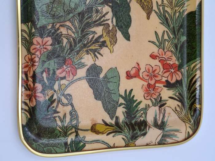 Vintage Melamine Serving Trays - Floral & Botanical Design - Small 35.5 L and Large 41cm L