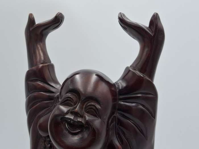 Large Vintage Happy Buddha - Beautiful Hand Carved in Rosewood - 45cm H - Great condition - Heavy !